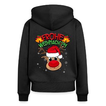 Frohe Weihnachten - Frauen Premium Bio Zip Hoodie - Schwarz - Hinten - Julia (174cm)