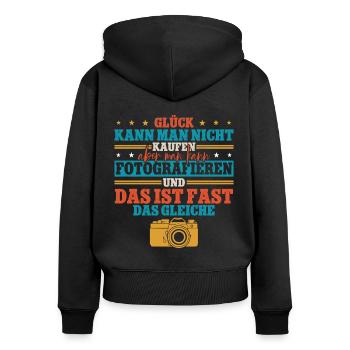 Fotografieren Fotografen - Frauen Premium Bio Zip Hoodie - Schwarz - Hinten - Julia (174cm)