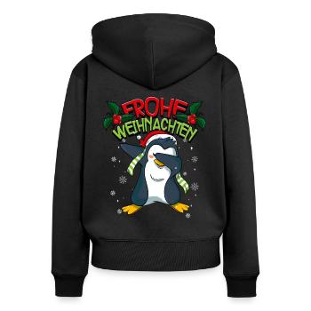 Frohe Weihnachten - Frauen Premium Bio Zip Hoodie - Schwarz - Hinten - Julia (174cm)