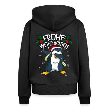 Frohe Weihnachten - Frauen Premium Bio Zip Hoodie - Schwarz - Hinten - Julia (174cm)