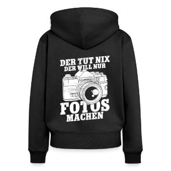 Fotografieren Fotografen - Frauen Premium Bio Zip Hoodie - Schwarz - Hinten - Julia (174cm)