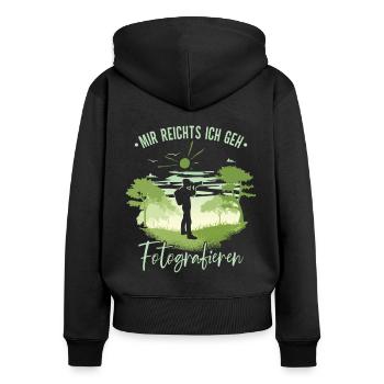 Fotografieren Fotografen - Frauen Premium Bio Zip Hoodie - Schwarz - Hinten - Julia (174cm)