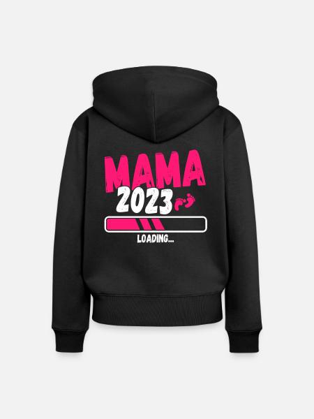 Werdende Mama 2023 - Frauen Premium Bio Zip Hoodie - Schwarz