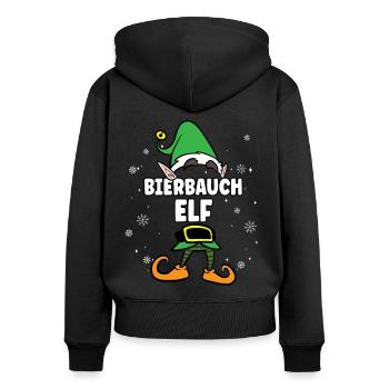 Bierbauch Elf Partnerlook Weihnachten - Frauen Premium Bio Zip Hoodie - Schwarz - Hinten - Julia (174cm)