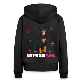 Rottweiler Mama - Frauen Premium Bio Zip Hoodie - Schwarz - Hinten - Julia (174cm)