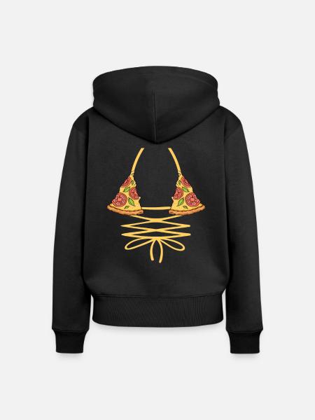 Pizza Bikini - Frauen Premium Bio Zip Hoodie - Schwarz