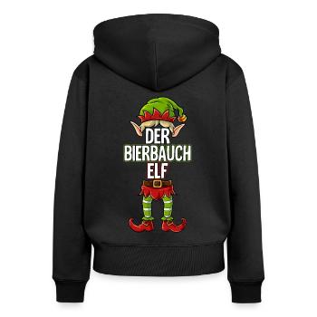 Bierbauch Elf Partnerlook Weihnachten - Frauen Premium Bio Zip Hoodie - Schwarz - Hinten - Julia (174cm)