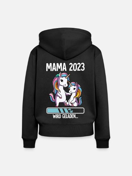 Werdende Mama 2023 - Frauen Premium Bio Zip Hoodie - Schwarz