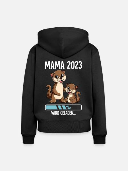 Werdende Mama 2023 - Frauen Premium Bio Zip Hoodie - Schwarz