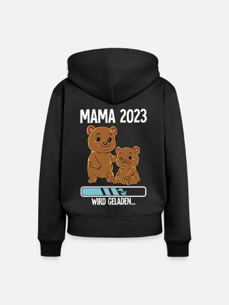 Werdende Mama 2023 - Frauen Premium Bio Zip Hoodie - Schwarz