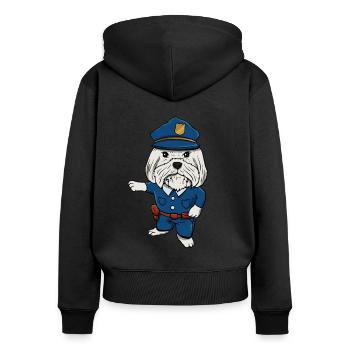 Garçon chien policier - Sweat à capuche zippé Premium bio Femme - noir - Dos - Julia (174cm)