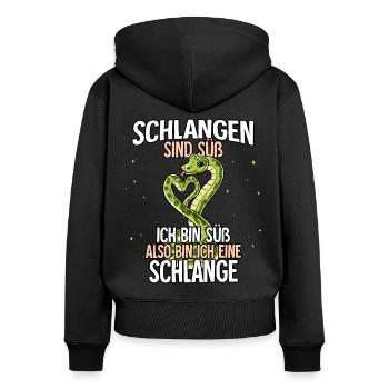 Schlangen Sind Süß Schlange - Frauen Premium Bio Zip Hoodie - Schwarz - Hinten - Julia (174cm)