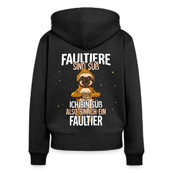 Faultiere Sind Süß Faultier - Frauen Premium Bio Zip Hoodie - Schwarz - Hinten - Julia (174cm)