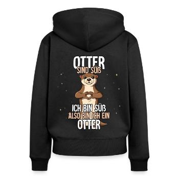 Otter Sind Süß Otter - Frauen Premium Bio Zip Hoodie - Schwarz - Hinten - Julia (174cm)