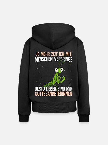 Gottesanbeterin - Frauen Premium Bio Zip Hoodie - Schwarz