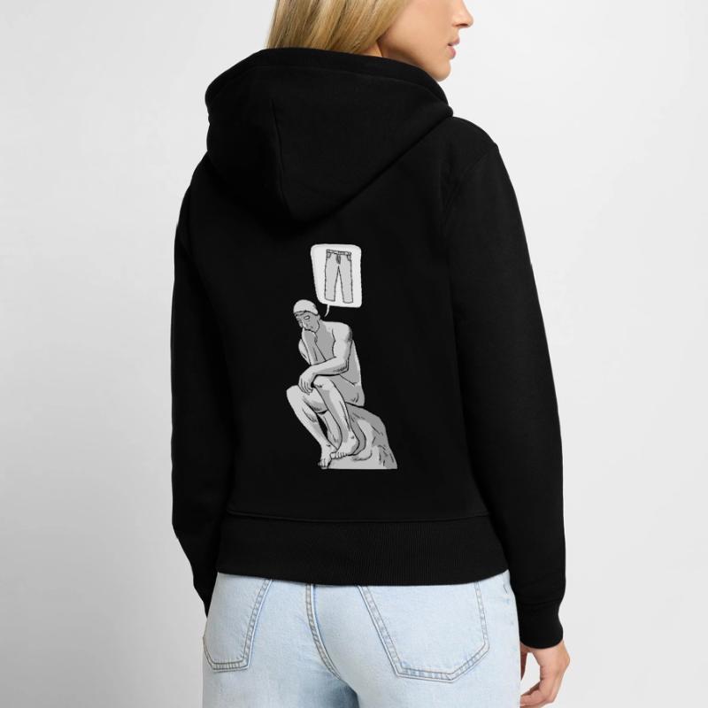 Thinker Statue Pants Design for a Philosopher Women's Premium Organic Zip Hoodie