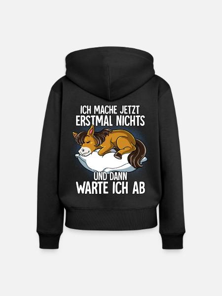 Langschläfer Pferd Müde Schlaf - Frauen Premium Bio Zip Hoodie - Schwarz