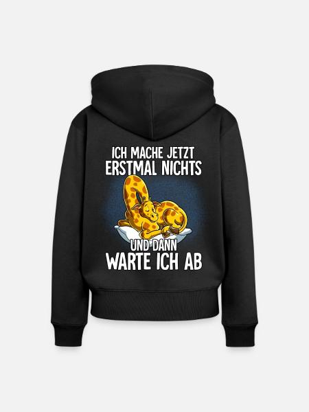 Langschläfer Giraffe Müde Schlaf - Frauen Premium Bio Zip Hoodie - Schwarz
