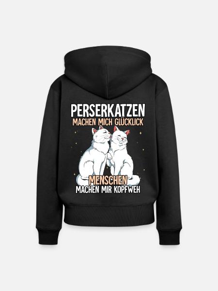 Perserkatzen - Frauen Premium Bio Zip Hoodie - Schwarz