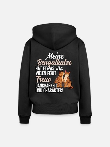 Bengalkatze - Frauen Premium Bio Zip Hoodie - Schwarz