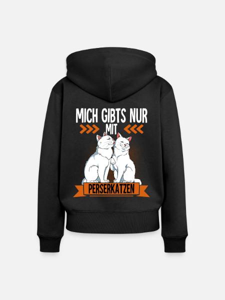 Perserkatze - Frauen Premium Bio Zip Hoodie - Schwarz
