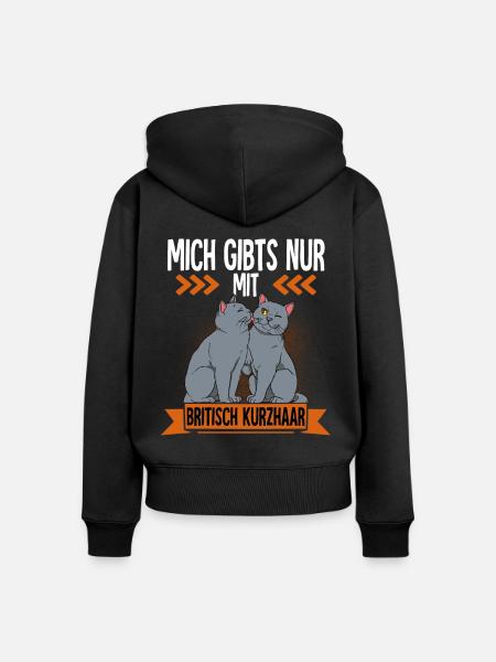 Britisch Kurzhaar Katze - Frauen Premium Bio Zip Hoodie - Schwarz