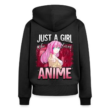 Anime Otaku Weeb - Sweat à capuche zippé Premium bio Femme - noir - Dos - Julia (174cm)