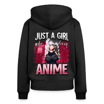 Anime Otaku Weeb - Sweat à capuche zippé Premium bio Femme - noir - Dos - Julia (174cm)