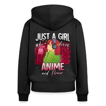 Anime Otaku Weeb - Sweat à capuche zippé Premium bio Femme - noir - Dos - Julia (174cm)
