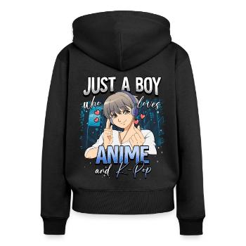 Anime Otaku Weeb - Sweat à capuche zippé Premium bio Femme - noir - Dos - Julia (174cm)