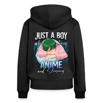 Anime Otaku Weeb - Sweat à capuche zippé Premium bio Femme - noir - Dos - Julia (174cm)