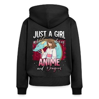Anime Otaku Weeb - Sweat à capuche zippé Premium bio Femme - noir - Dos - Julia (174cm)