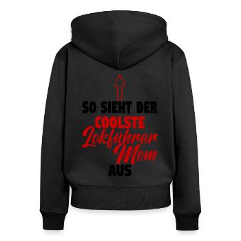Lokführerin Eisenbahnerin Eisenbahn Schaffnerin - Frauen Premium Bio Zip Hoodie - Schwarz - Hinten - Julia (174cm)