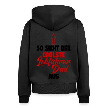dad Dampflok Lokführer Eisenbahner Eisenbahn Vater - Frauen Premium Bio Zip Hoodie - Schwarz - Hinten - Julia (174cm)