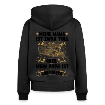 Dampflok Lokführer Eisenbahner Eisenbahn Papa - Frauen Premium Bio Zip Hoodie - Schwarz - Hinten - Julia (174cm)
