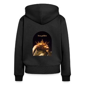 Restez Golden Princess - Sweat à capuche zippé Premium bio Femme - noir - Dos - Julia (174cm)