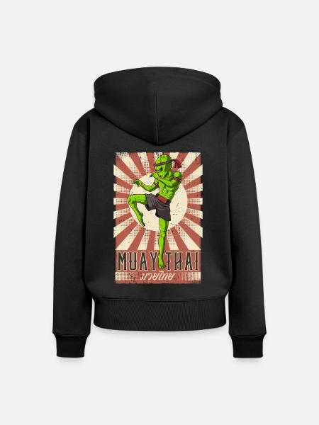 Muay Thai - Frauen Premium Bio Zip Hoodie - Schwarz
