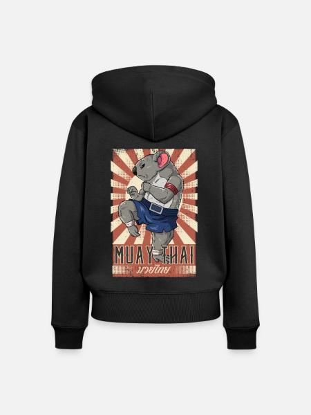 Muay Thai - Frauen Premium Bio Zip Hoodie - Schwarz