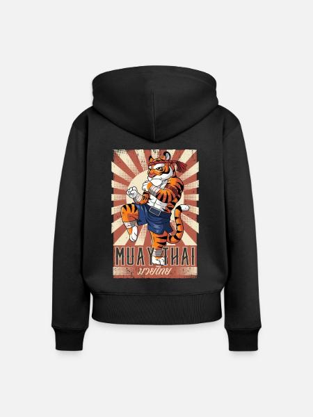 Muay Thai - Frauen Premium Bio Zip Hoodie - Schwarz