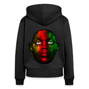 Juneteenth Tatouage du visage - Sweat à capuche zippé Premium bio Femme - noir - Dos - Julia (174cm)