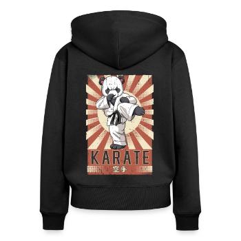 Karate - Frauen Premium Bio Zip Hoodie - Schwarz - Hinten - Julia (174cm)