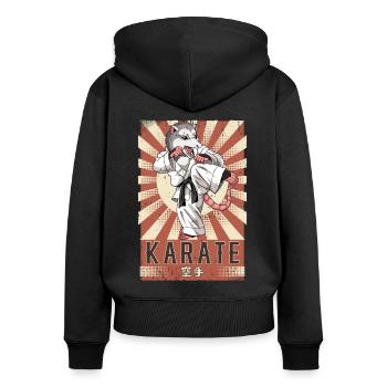 Karate - Frauen Premium Bio Zip Hoodie - Schwarz - Hinten - Julia (174cm)