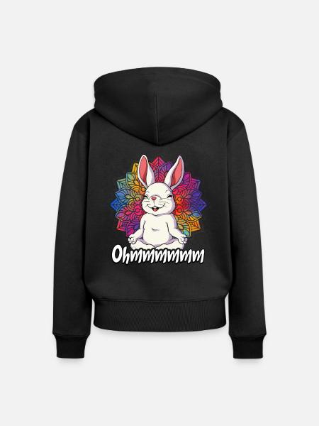 Yoga Ohmmm Namaste - Frauen Premium Bio Zip Hoodie - Schwarz