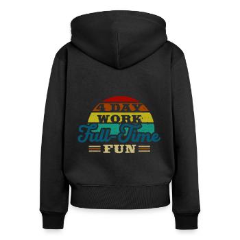 Job, Beruf, Arbeiten, Vier-tage-arbeit, Woche, - Frauen Premium Bio Zip Hoodie - Schwarz - Hinten - Julia (174cm)