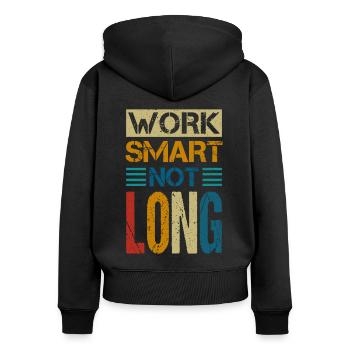 Job, Beruf, Arbeiten, Vier-tage-arbeit, Woche, - Frauen Premium Bio Zip Hoodie - Schwarz - Hinten - Julia (174cm)
