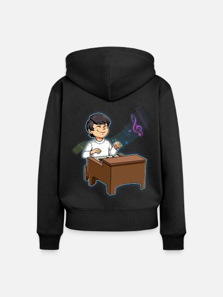 Junge Klavierspieler - Frauen Premium Bio Zip Hoodie - Schwarz