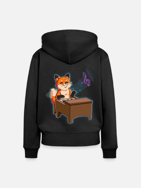 Fuchs Klavierspieler - Frauen Premium Bio Zip Hoodie - Schwarz