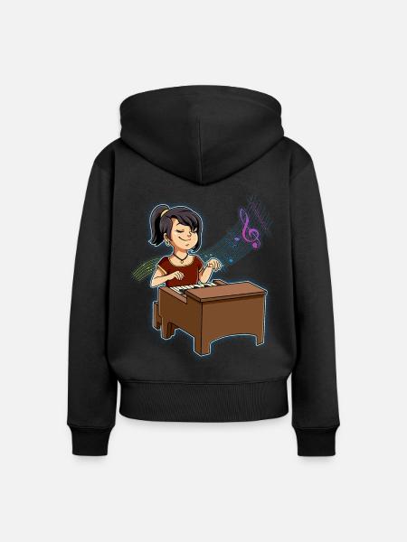 Mädchen Klavierspieler - Frauen Premium Bio Zip Hoodie - Schwarz