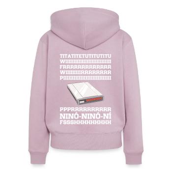 90er Nostalgie Retro 90er Einwahl Internet Vintage - Frauen Premium Bio Zip Hoodie - Altrosa - Hinten - Julia (174cm)