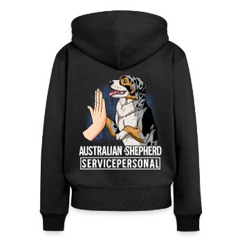 Berger australien - Sweat à capuche zippé Premium bio Femme - noir - Dos - Julia (174cm)